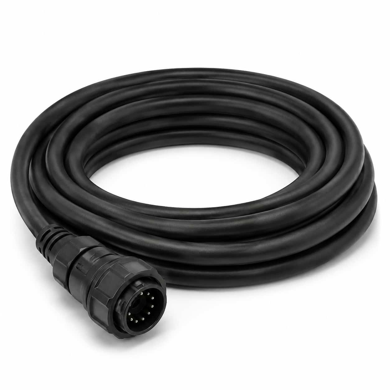 YELLOWFLEX connecting cable with black rubber sheath and plug connector