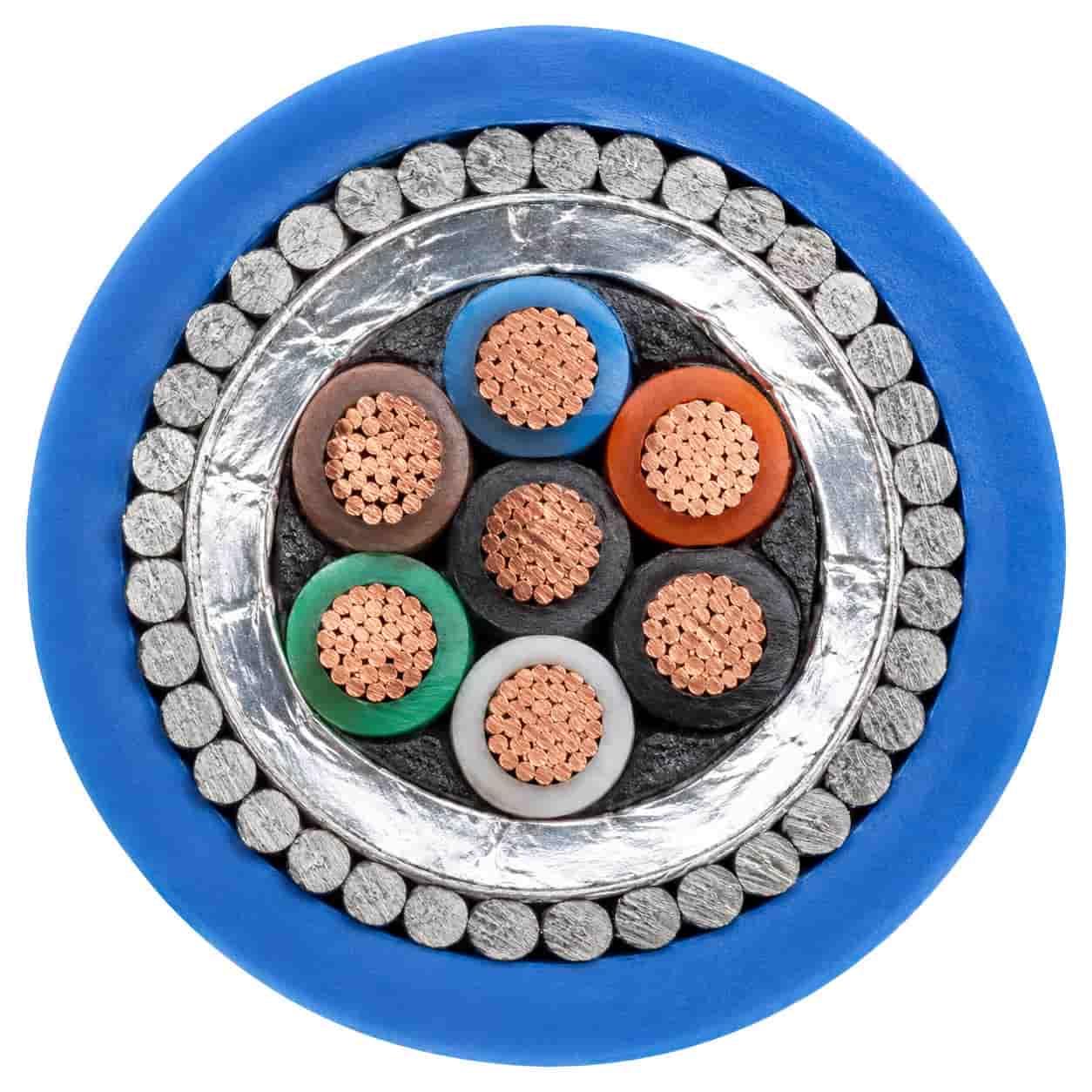 Cross-section of CEFR 90 instrument cable showing conductor, insulation, and optional steel wire armor