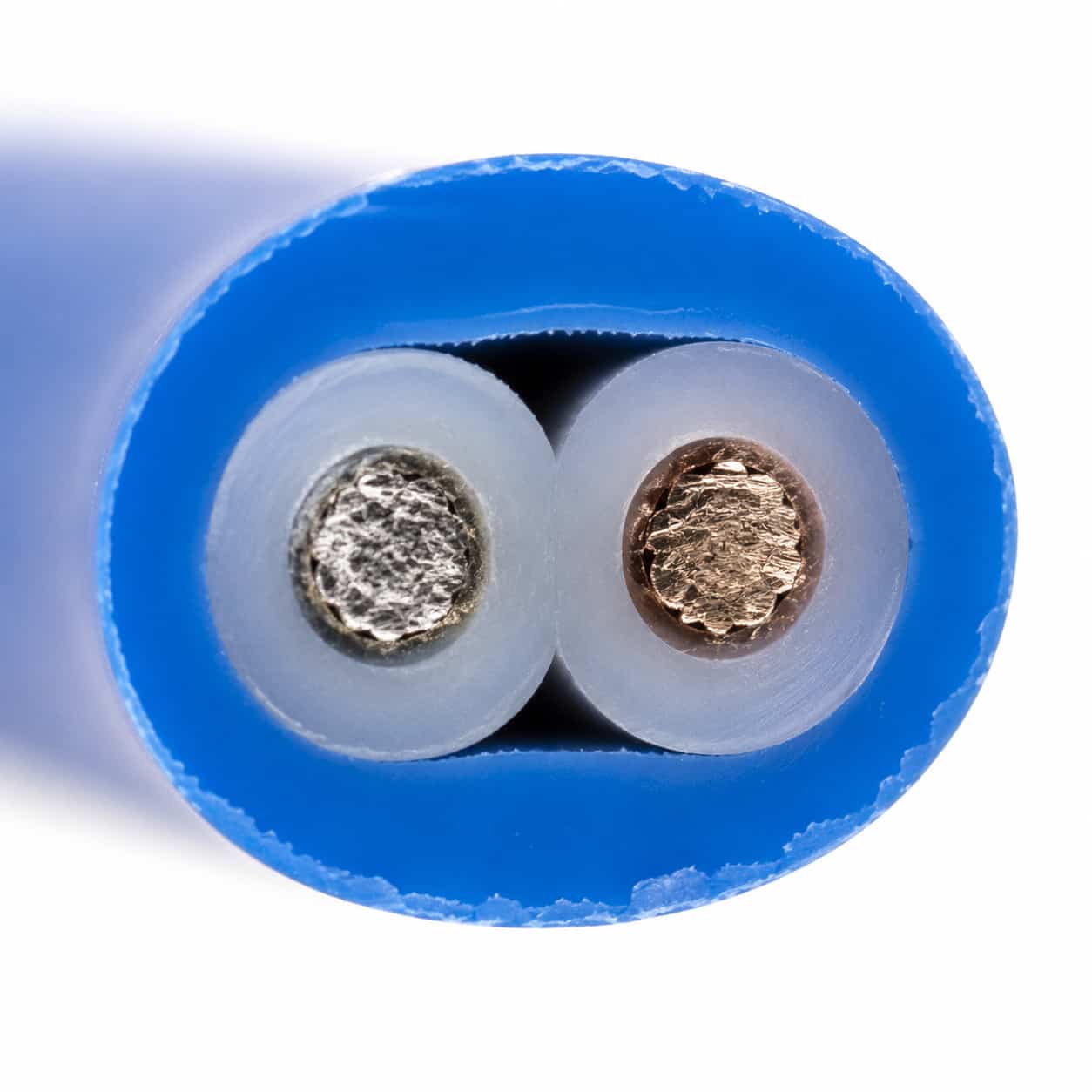 Cross-section of FEP insulated thermocouple wire showing parallel conductors