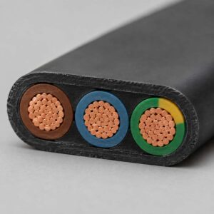 Cross-section of JKYJB flat cable showing XLPE insulated copper conductors