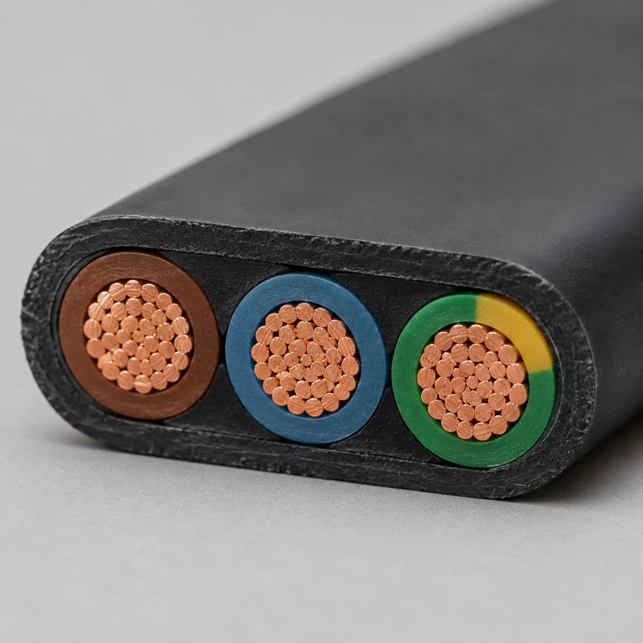 Cross-section of JKYJB flat cable showing XLPE insulated copper conductors