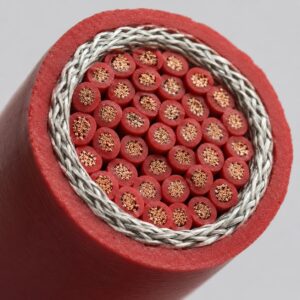 KGGRP silicone rubber cable cross-section showing conductor, insulation and braided shield