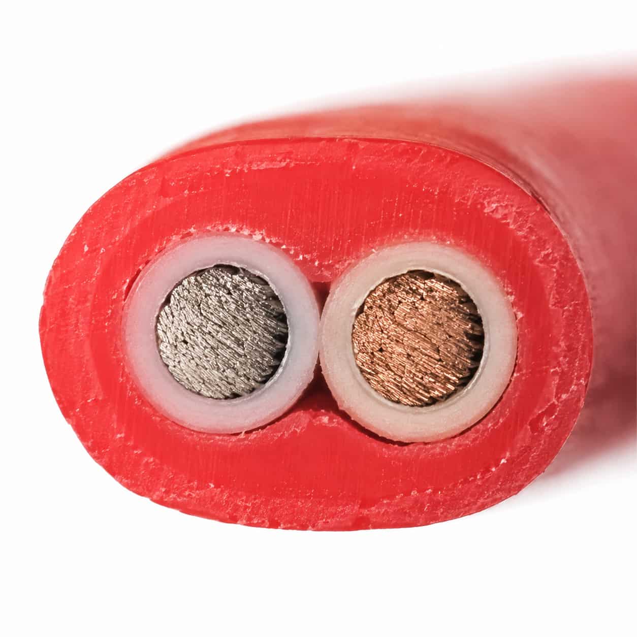 Cross-section of TFE insulated thermocouple wire showing parallel conductors