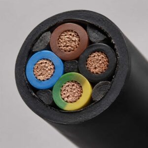 Cross-section of connecting cable showing EI4 rubber insulated copper cores