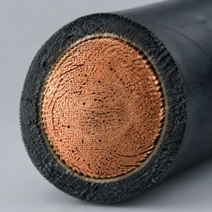 Cross-section of welding cable showing extra-fine stranded copper conductor