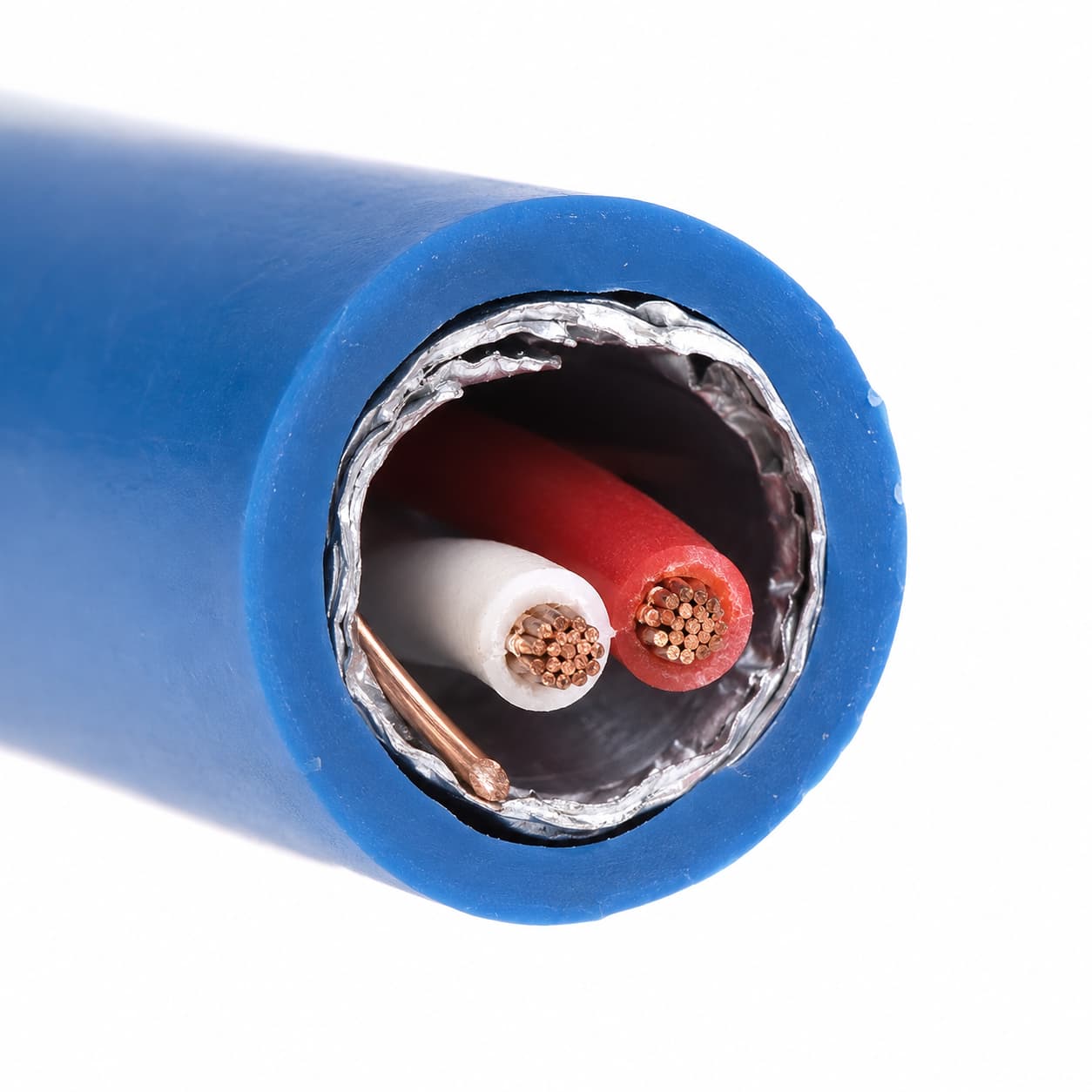 Cross-section of PVC insulated single-pair thermocouple wire with optional shielding