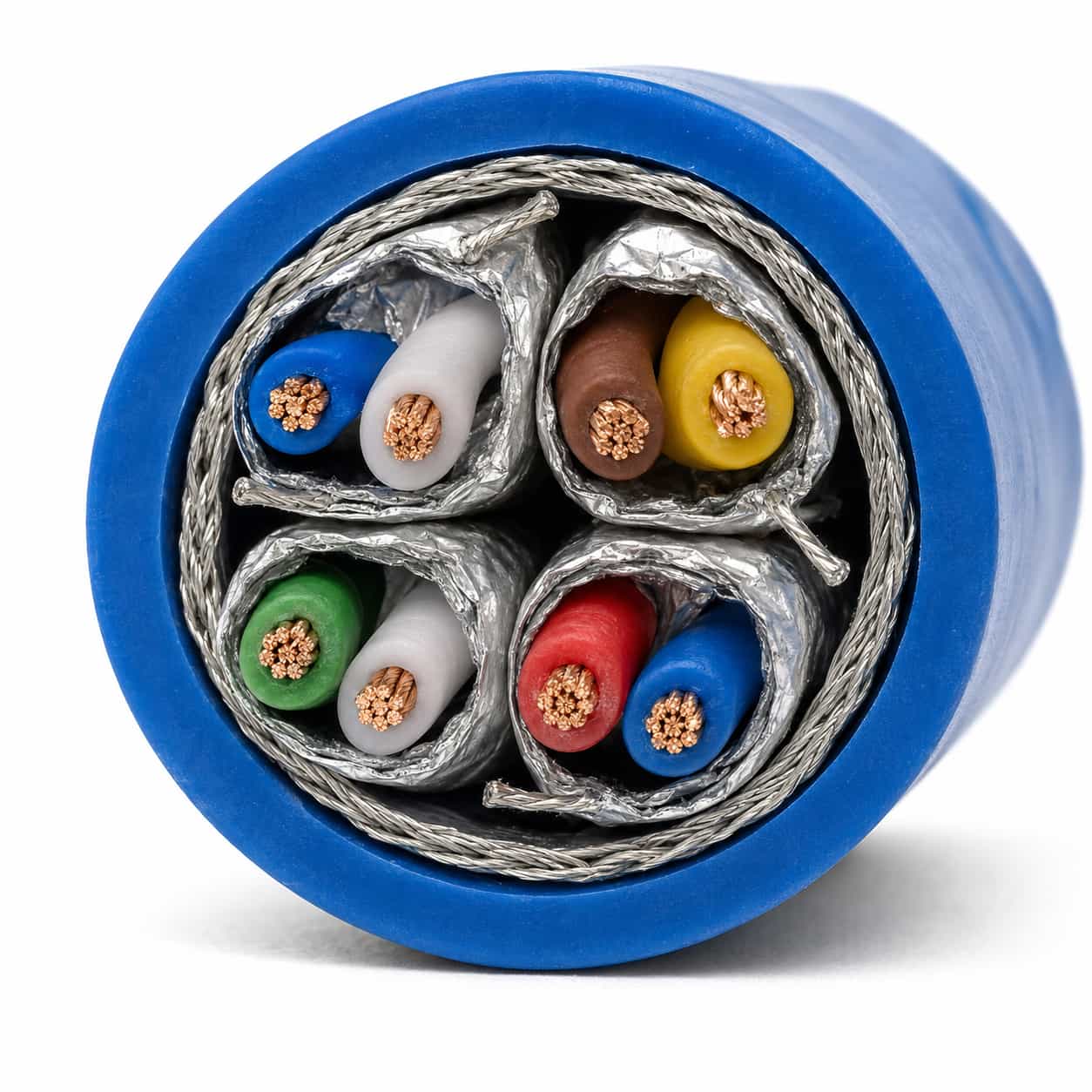 Cross-section of PVC insulated thermocouple wire showing twisted shielded pairs