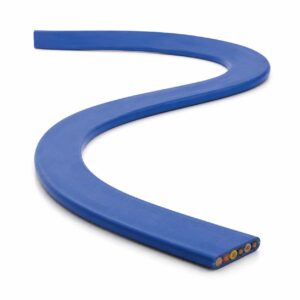 Blue SPCFLAT-RUBBER submersible pump cable full length on white background