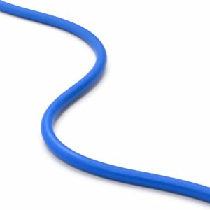 Blue Tauchflex-R submersible pump cable full length on white background