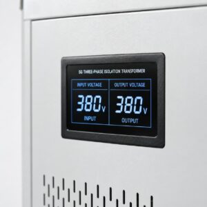 SG isolation transformer digital display showing input and output voltage