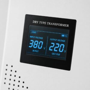 QSG transformer digital display showing 380V input and 220V output