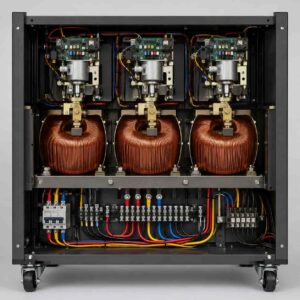 Internal view of SJW3 regulator showing copper coil and servo motor assembly