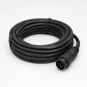 Black connecting cable coiled with plug connector visible at one end