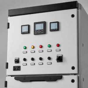 Close-up of control and indicator panel on top compartment of KYN28 switchgear