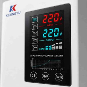 DMB voltage stabilizer digital display showing input and output voltage