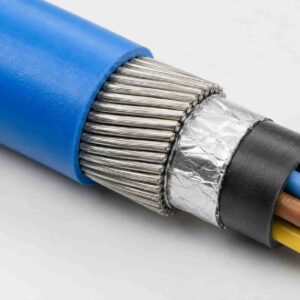 Close-up of tinned steel wire armor on CEFR 90 instrument cable