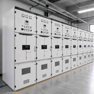 Row of KEXINGYU KYN28 switchgear panels installed in a substation switchroom