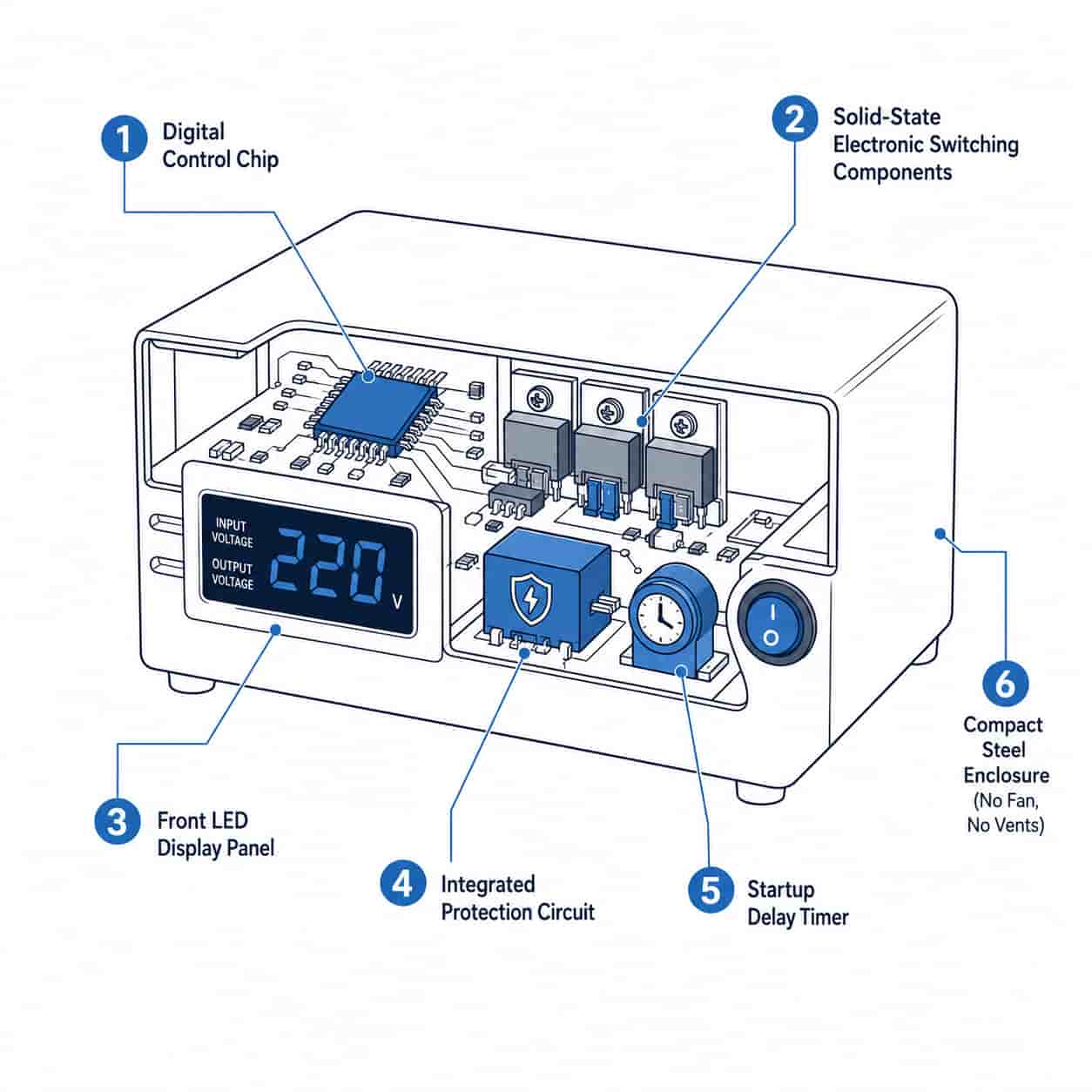 Labeled technical diagram of TKR regulator internal components