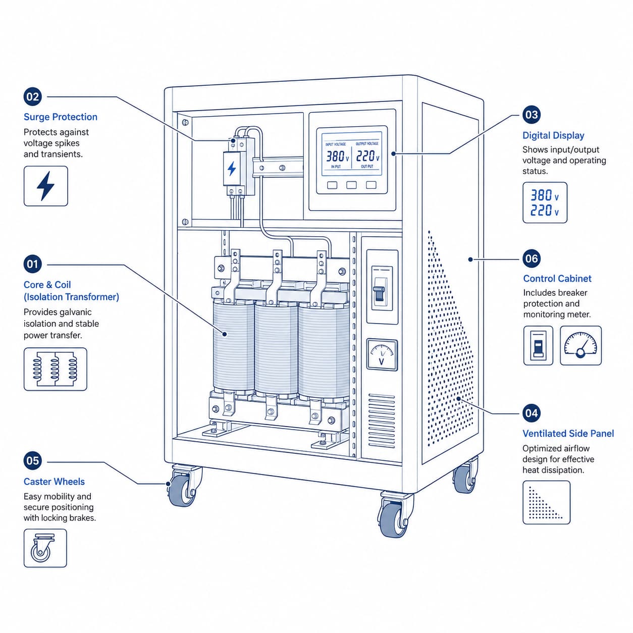 QSG dry-type isolation transformer internal construction diagram
