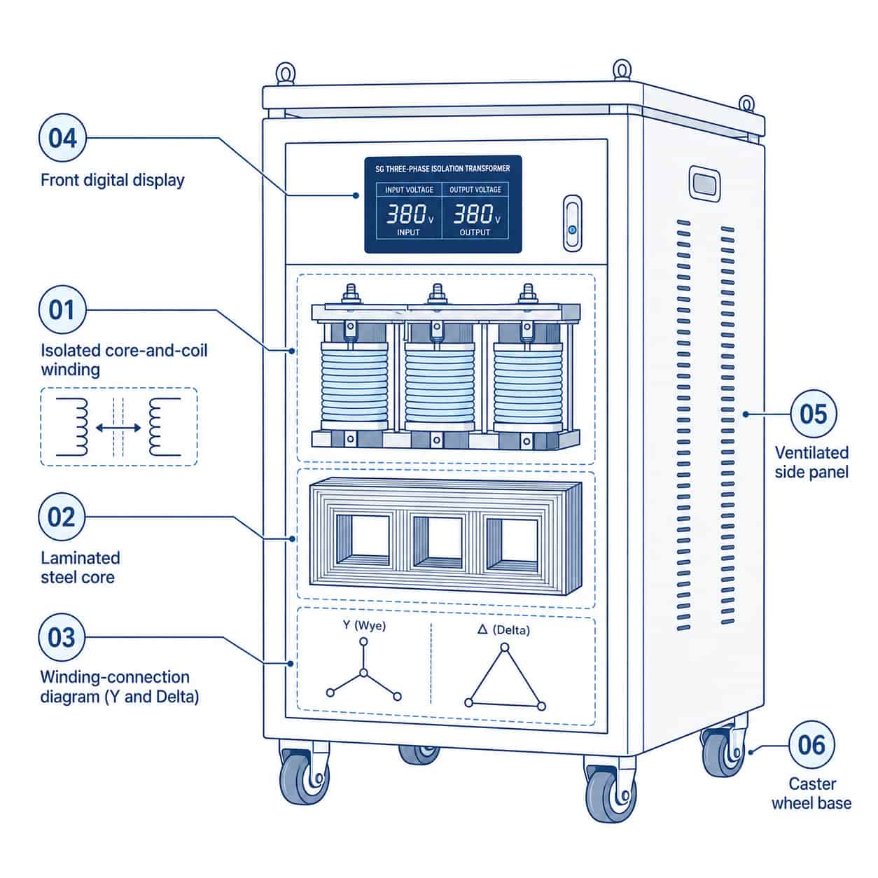 SG three-phase isolation transformer internal construction diagram