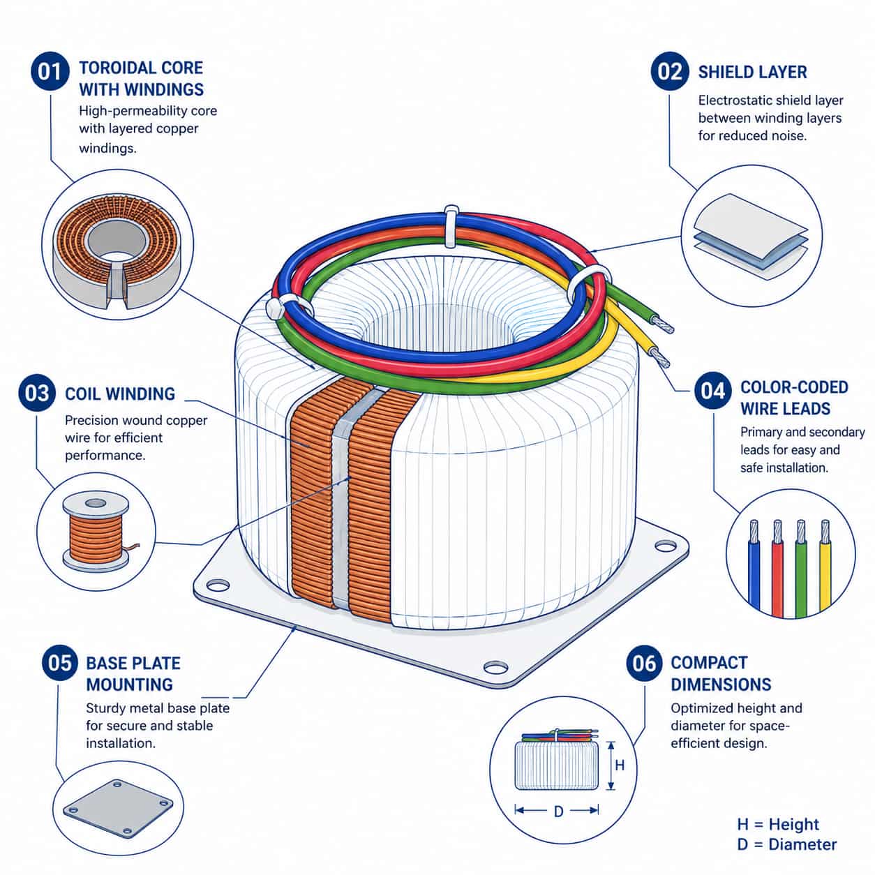 OBK ring toroidal transformer internal construction diagram