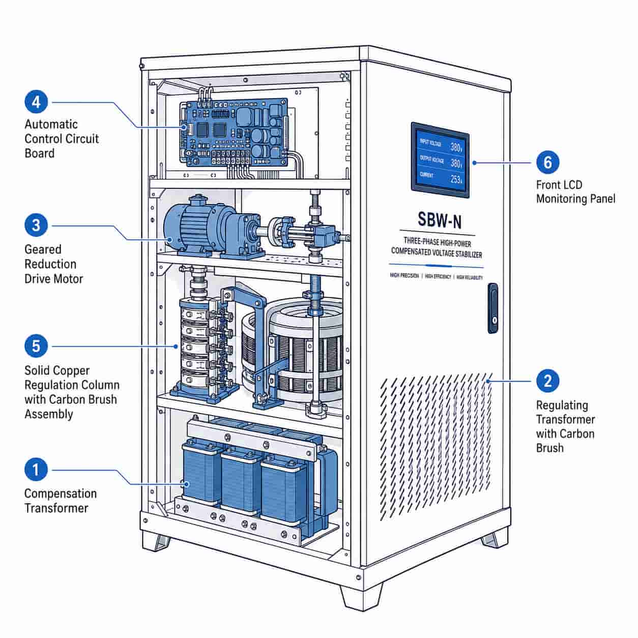 Labeled technical diagram of SBW-N stabilizer internal components