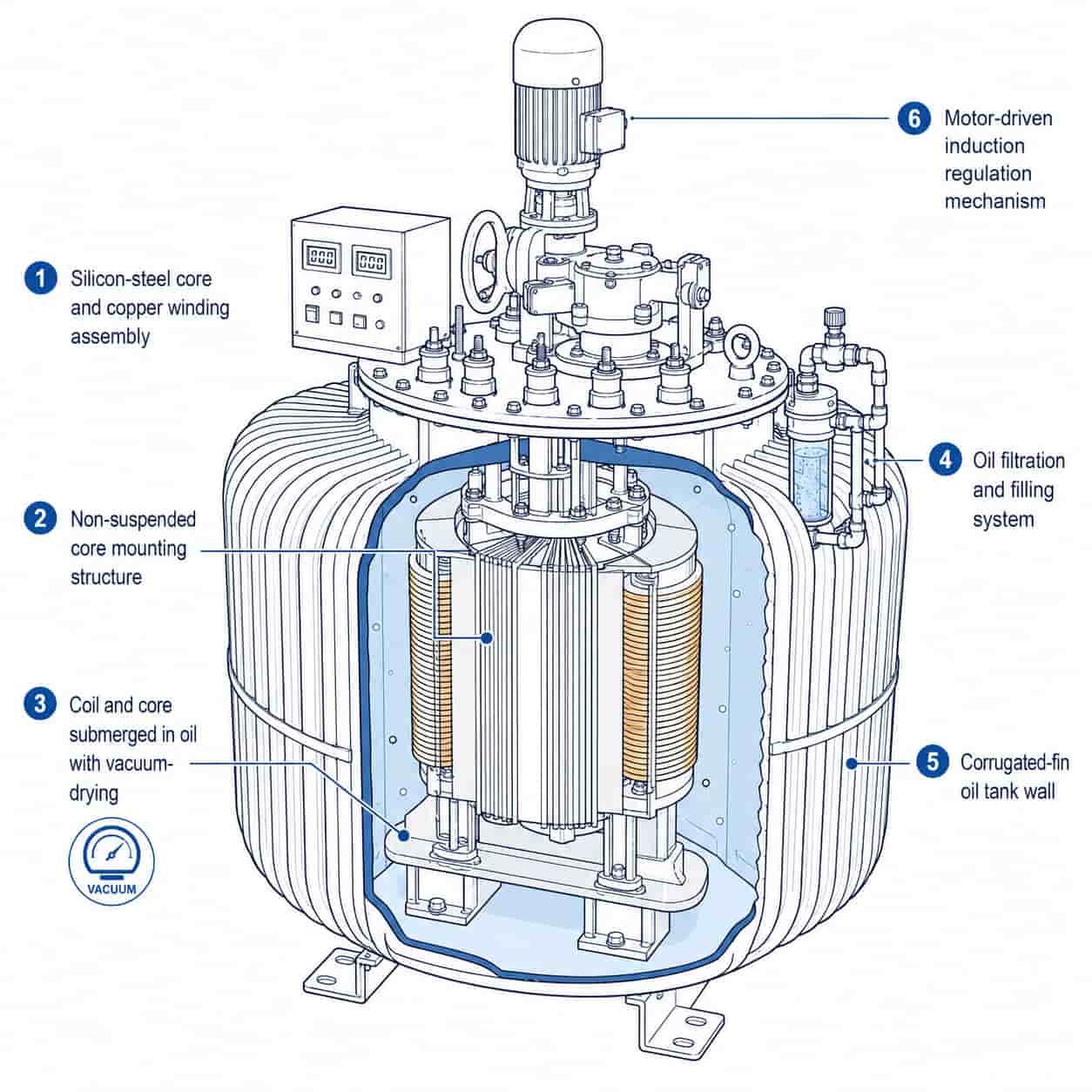 Labeled technical diagram of TNSJA regulator internal components
