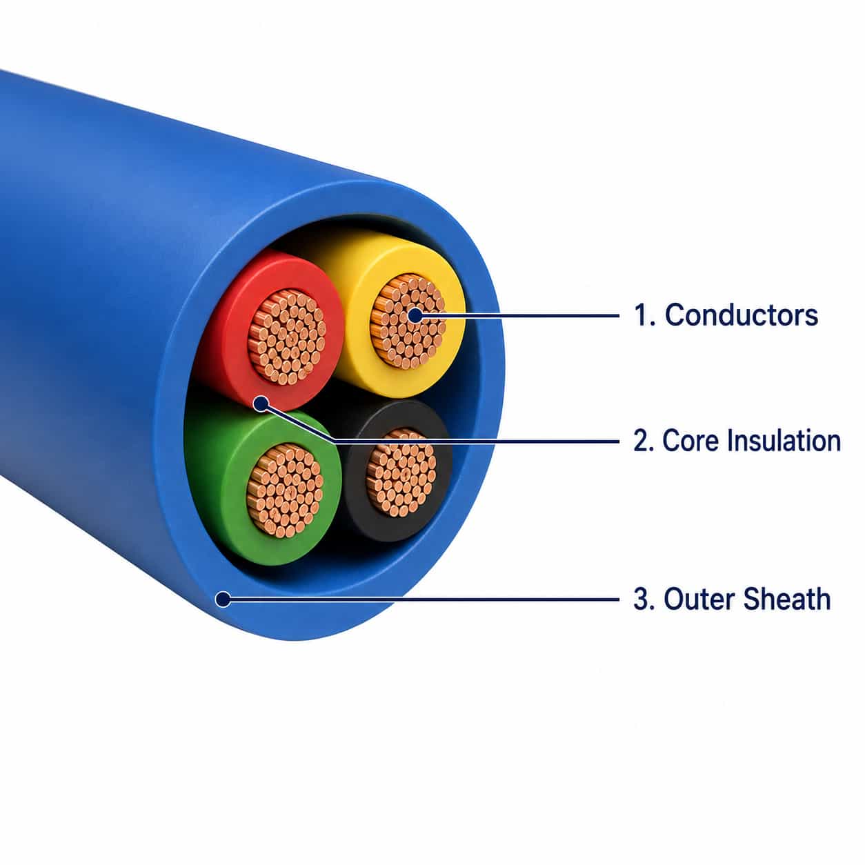 Tauchflex-R cable construction diagram showing conductor, insulation, and outer sheath