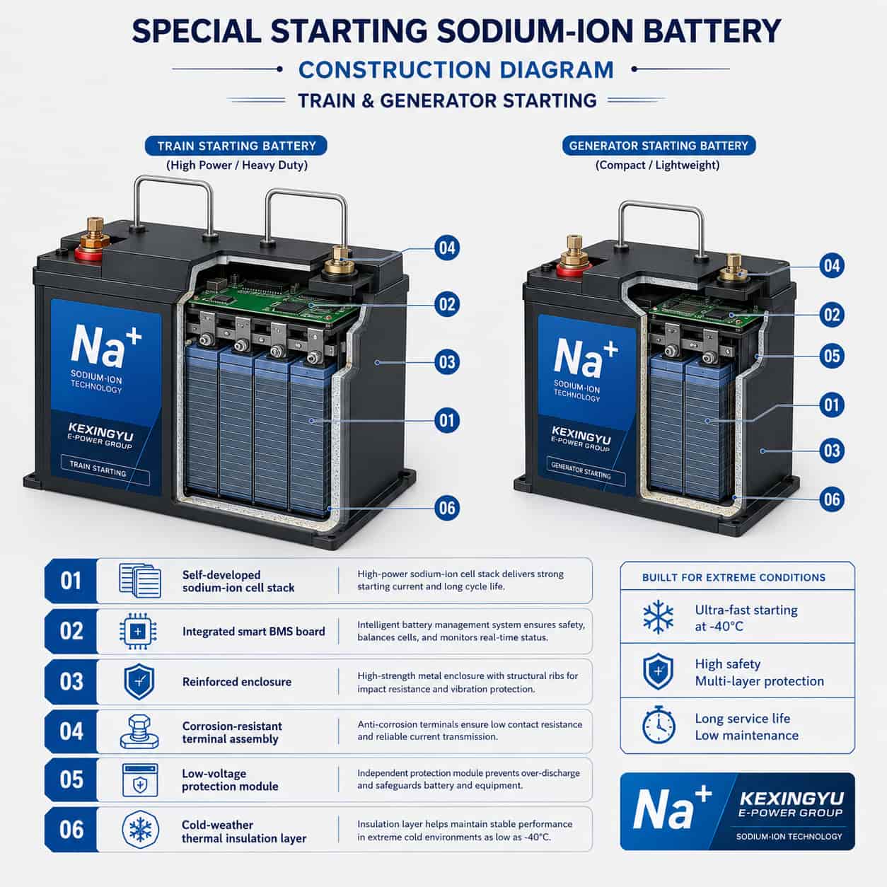 Numbered diagram of KEXINGYU special starting battery internal construction