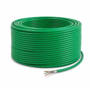 Cat 5e FTP Ethernet cable cutaway showing twisted pairs aluminum foil shield drain wire ripcord and jacket
