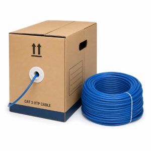 Cat 3 UTP cable supplied in a bulk dispensing box for communication cabling projects