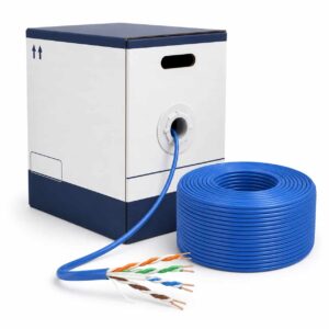 Cat 6 UTP Ethernet cable supplied in a bulk dispensing box for structured cabling projects