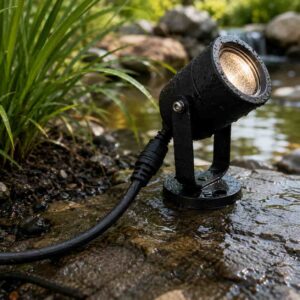 H07RN-F cable connected to outdoor landscape lighting fixture