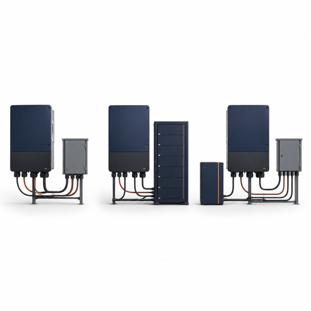 Comparison of on-grid, off-grid and hybrid solar inverter systems for commercial power projects