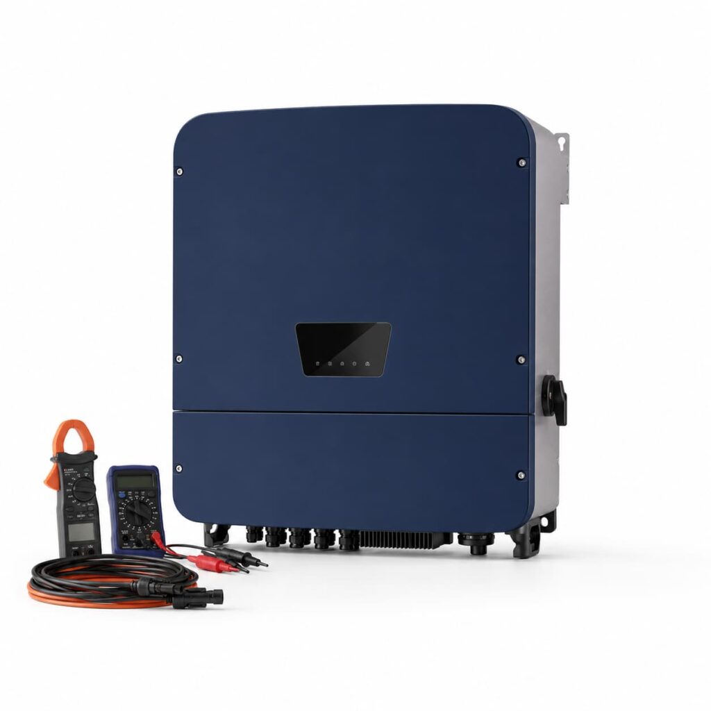 Modern commercial solar inverter used for PV array capacity and DC-to-AC ratio planning