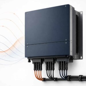 Modern commercial solar inverter representing maximum power point tracking technology