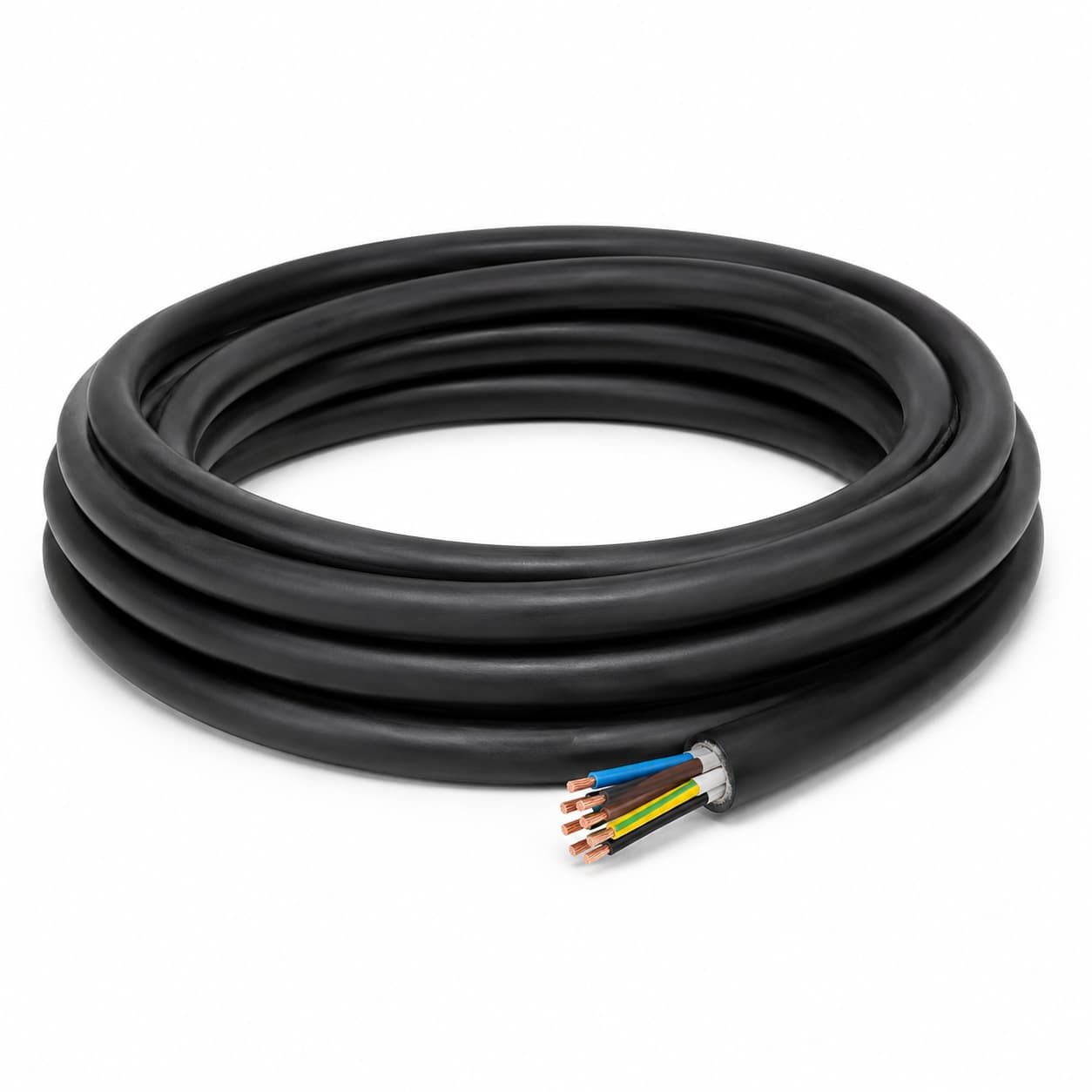 Black LSZH power and control cable with exposed copper conductors for data center electrical distribution