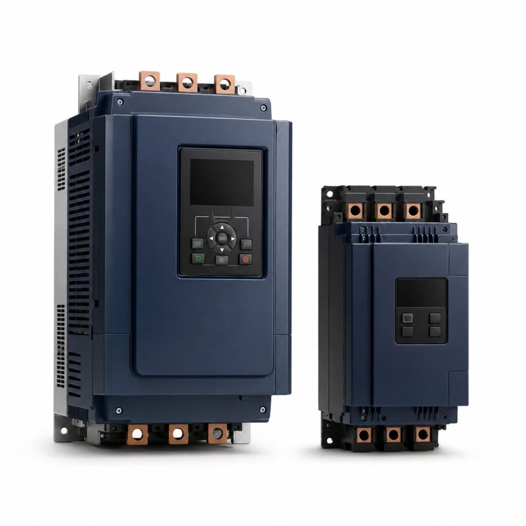 Variable frequency drive and soft starter units compared for industrial motor control