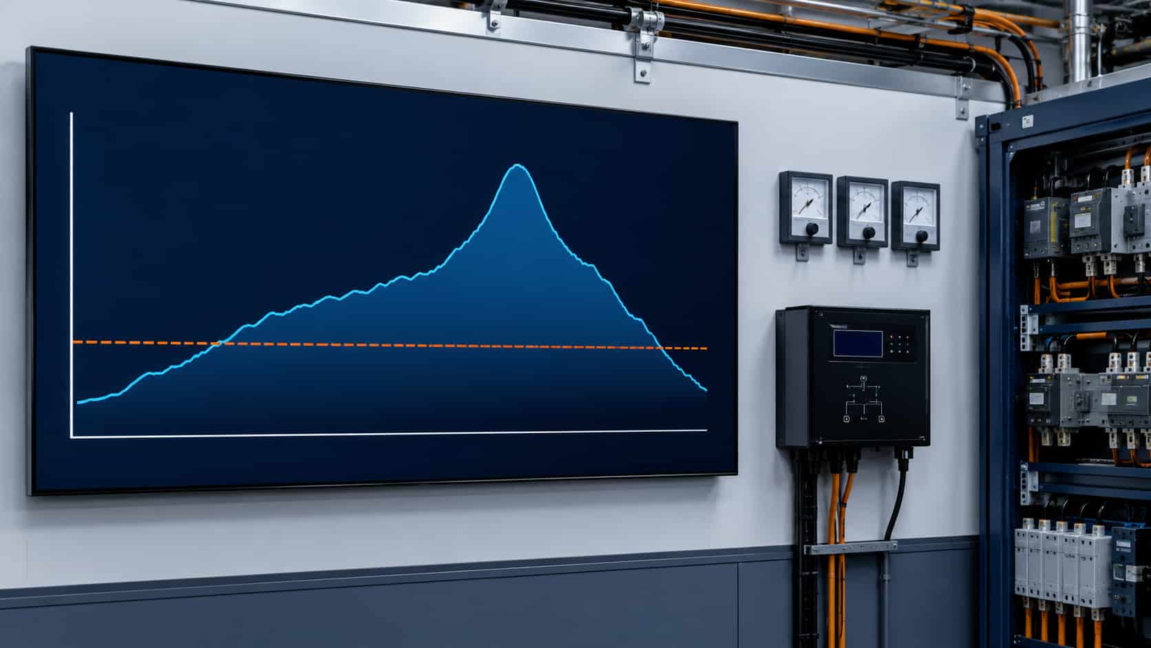 Digital display showing facility power demand profile for BESS sizing