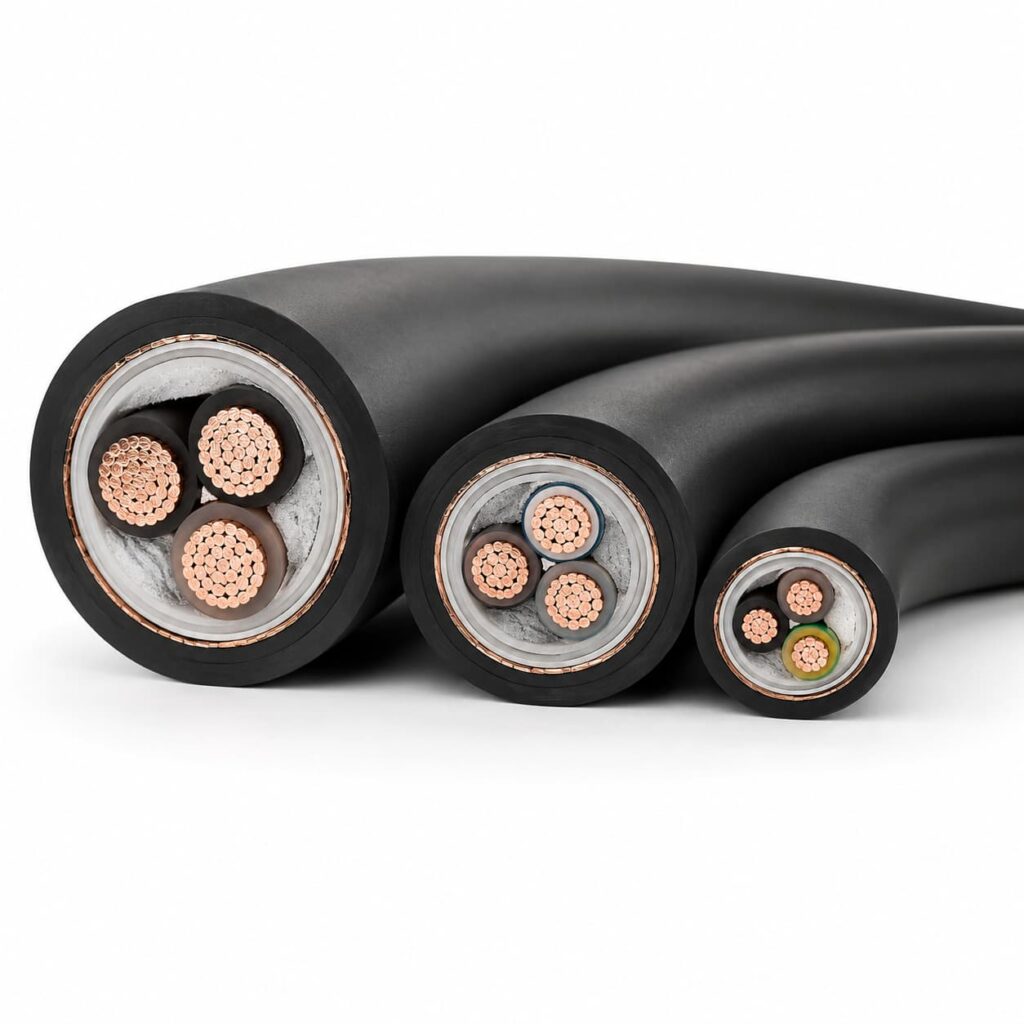 Modern power cables of different cross-sectional sizes product photo