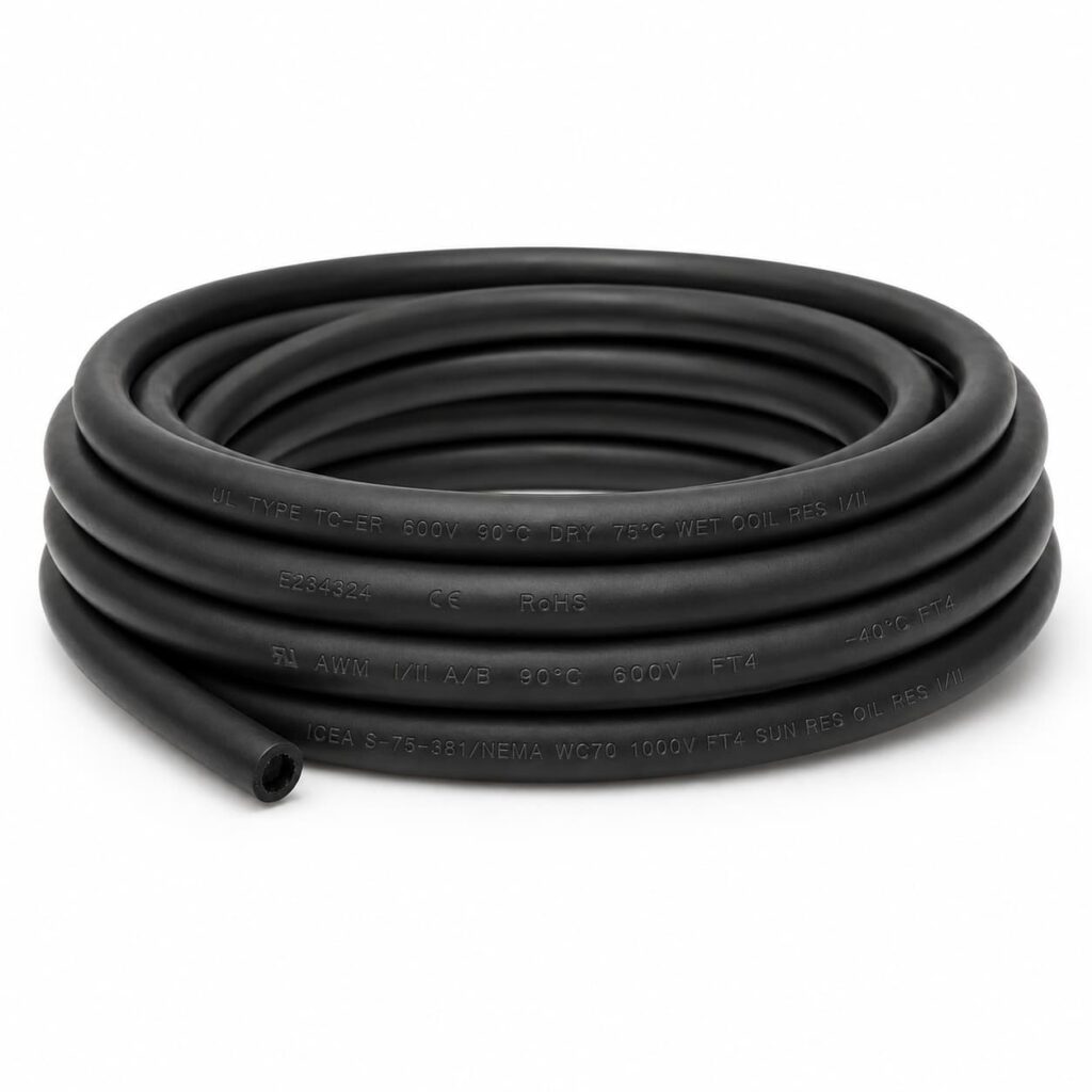 Modern power cable with standard compliance markings product photo