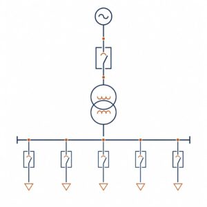 Clean technical single line diagram illustration for switchgear