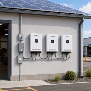 KEXINGYU standalone hybrid inverter units installed in parallel at a light commercial site