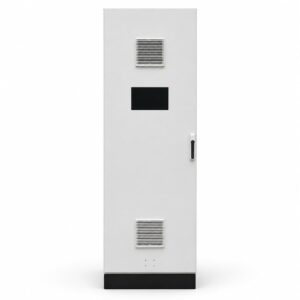 Front view of KEXINGYU GGD power distribution cabinet with viewing window and ventilation louvers