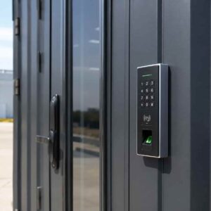 MC8000 container entrance door with multi-mode access control keypad and card reader