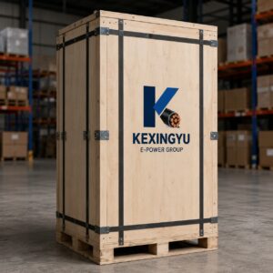 MC2000 cabinet packed in branded KEXINGYU shipping crate for transport