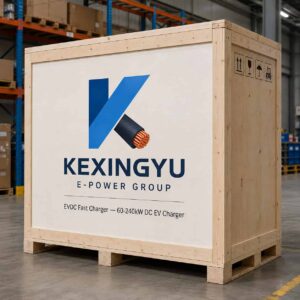EVDC Fast Charger crated packaging with KEXINGYU logo