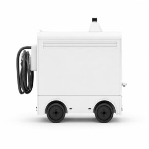Mobile EV Charging Robot side view showing wheeled chassis