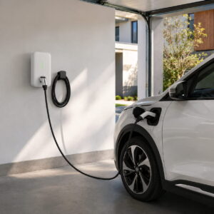 Atlas AC Home Charger installed on home garage wall