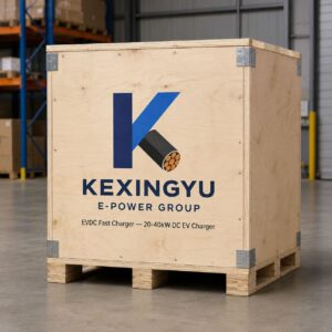 EVDC Fast Charger crated packaging with KEXINGYU logo
